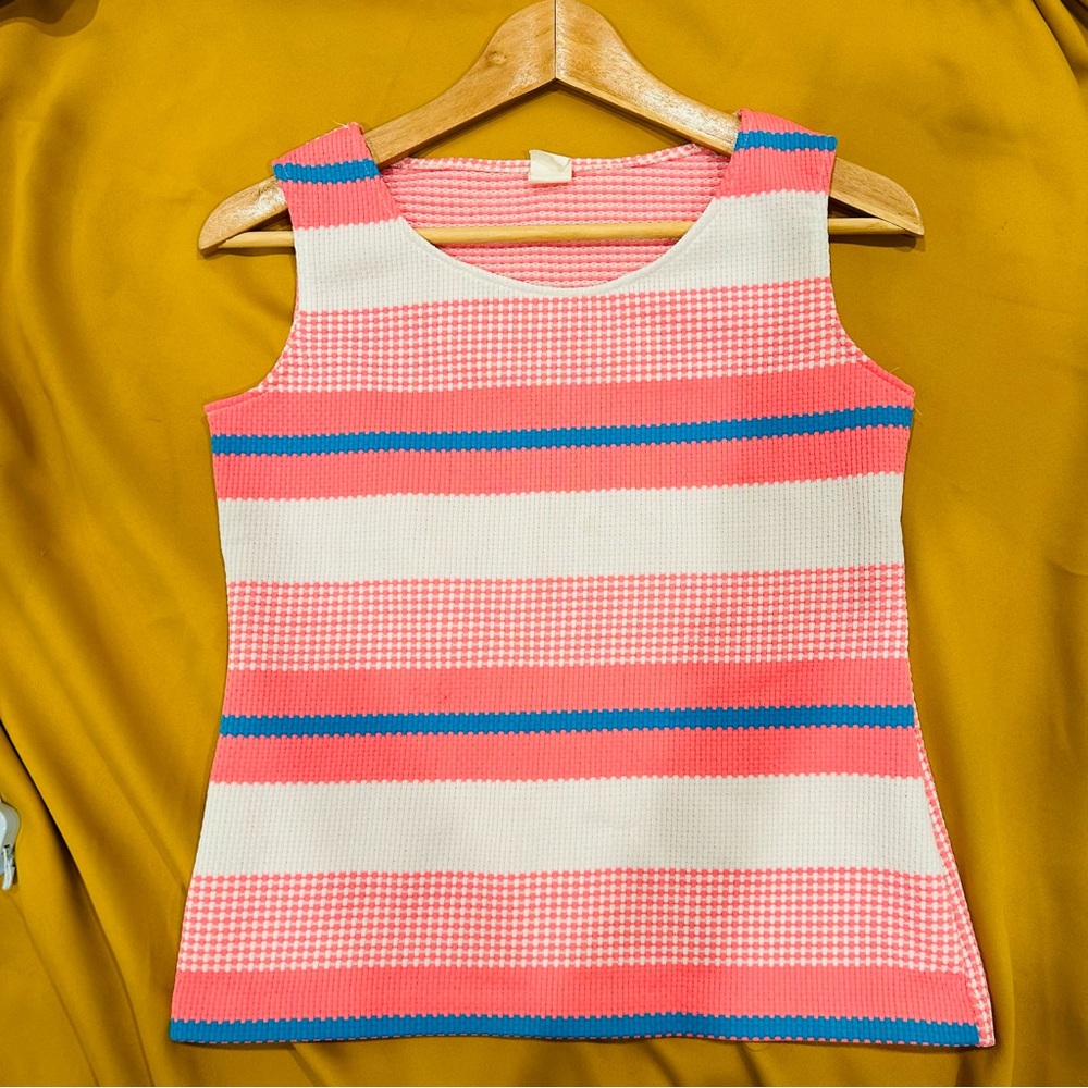 1990s-Y2k Rainbow Stripe Knit Tank Top